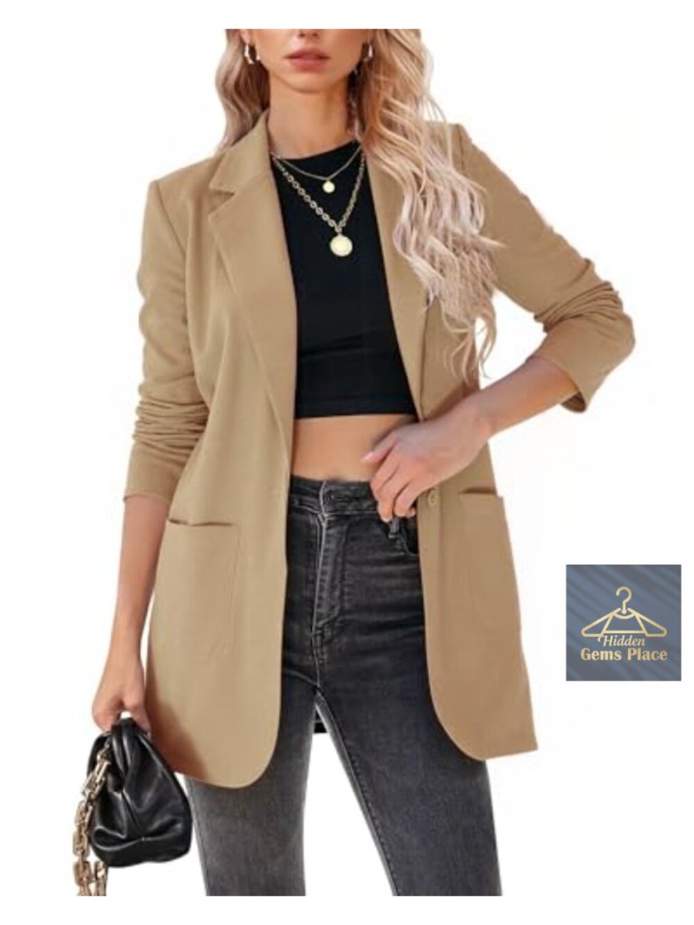 Womens Long Boyfriend Blazer Lightweight Stretch Work Office Jacket